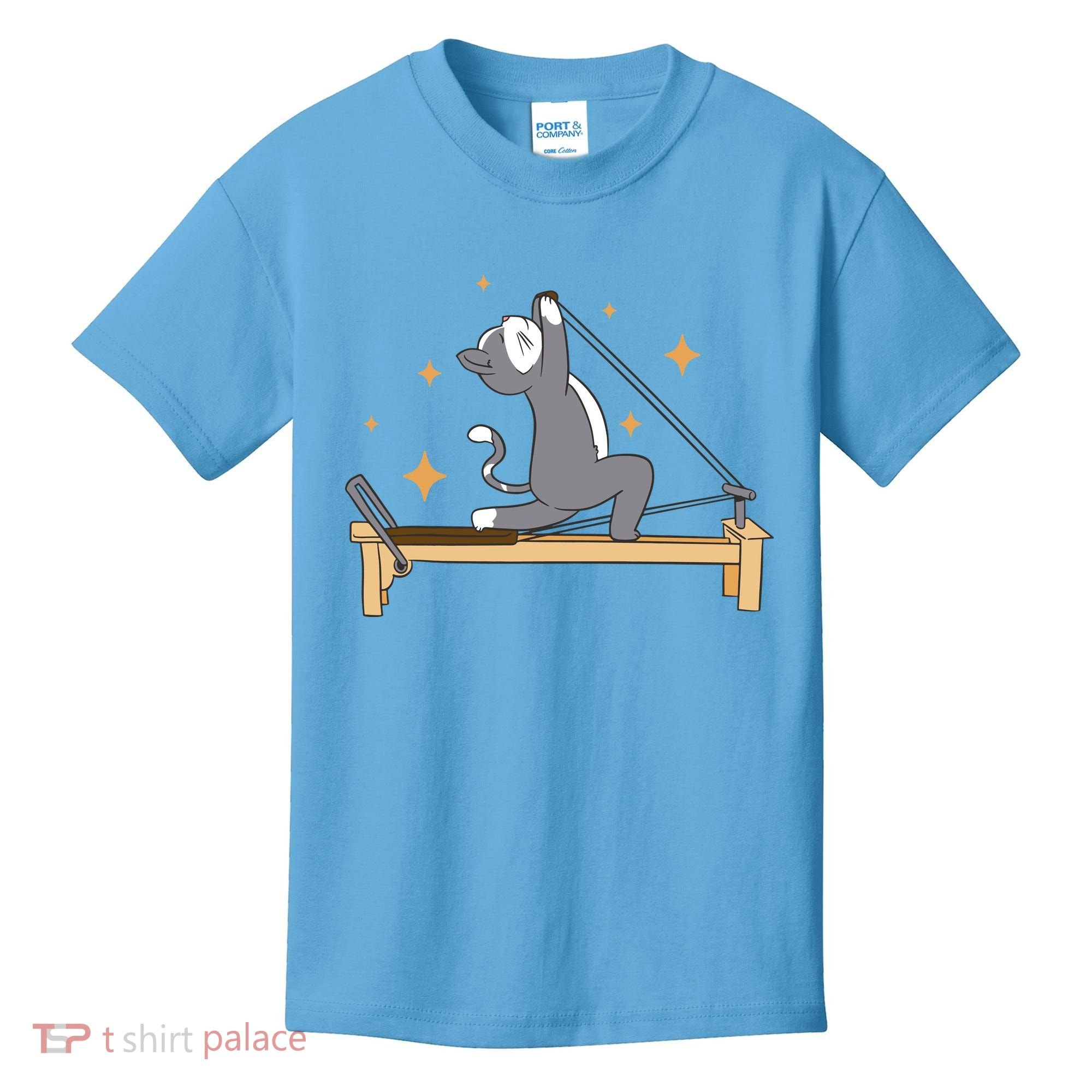 Pilates Cat Lover Funny Kids T-Shirt