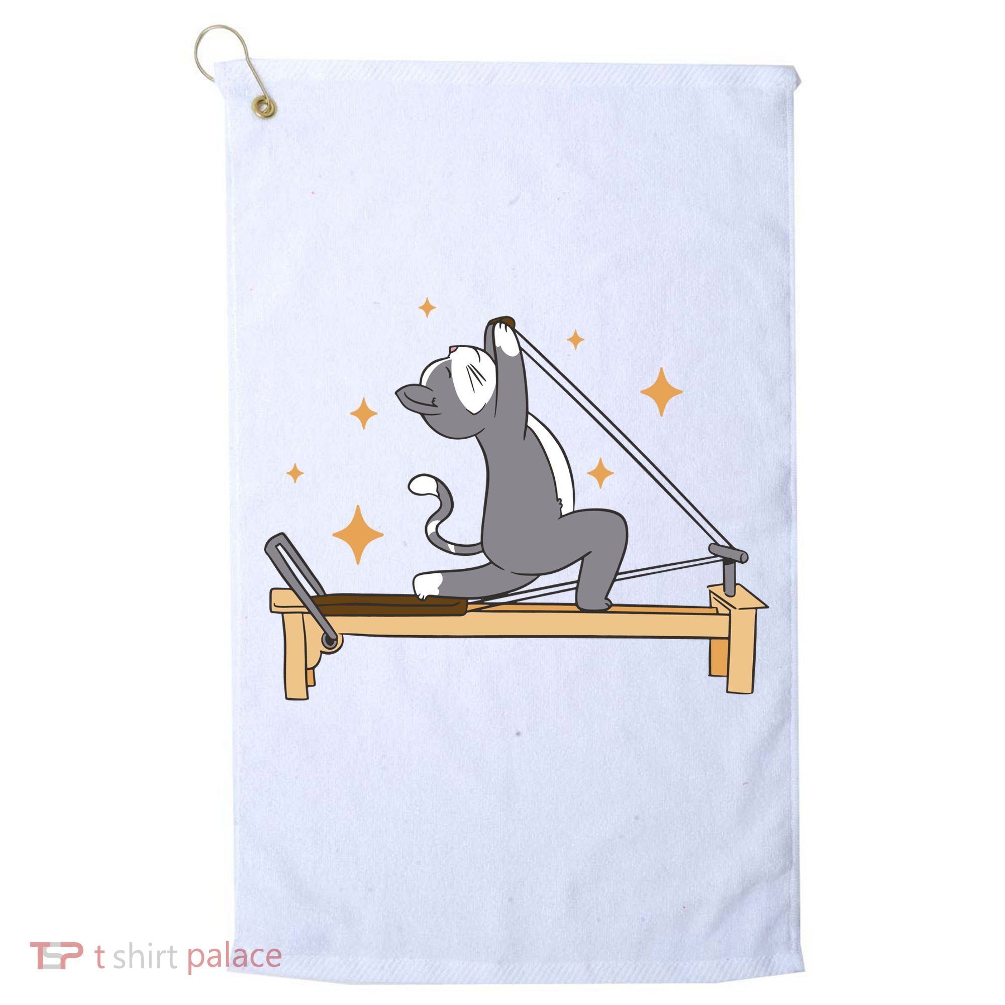 Pilates Cat Lover Funny Golf Towel