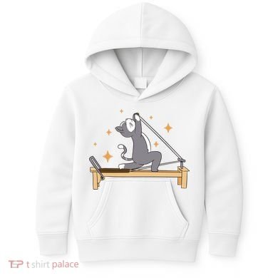 Pilates Cat Lover Funny Kids Hoodie