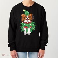 Papillon Christmas Lights Funny Xmas Dog Lover Pajama Women's Sweatshirt thumb 0