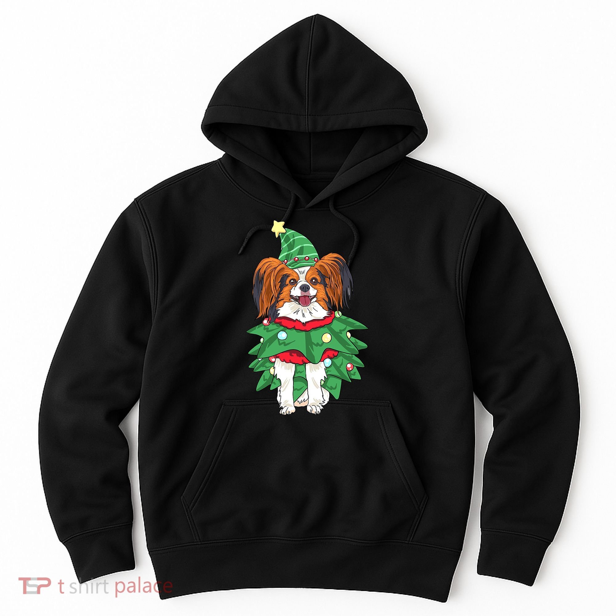 Papillon Christmas Lights Funny Xmas Dog Lover Pajama Hoodie