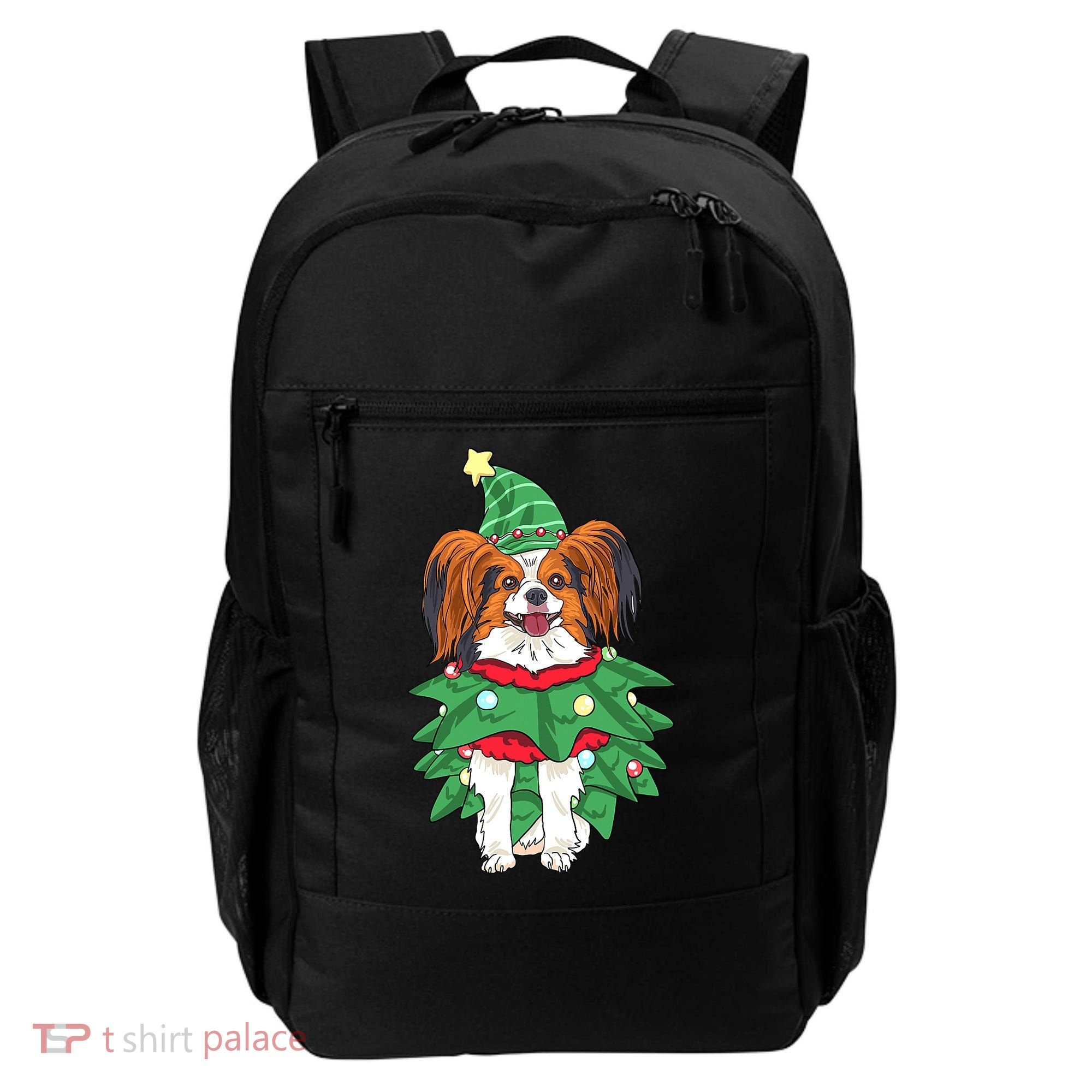 Papillon Christmas Lights Funny Xmas Dog Lover Pajama Backpack