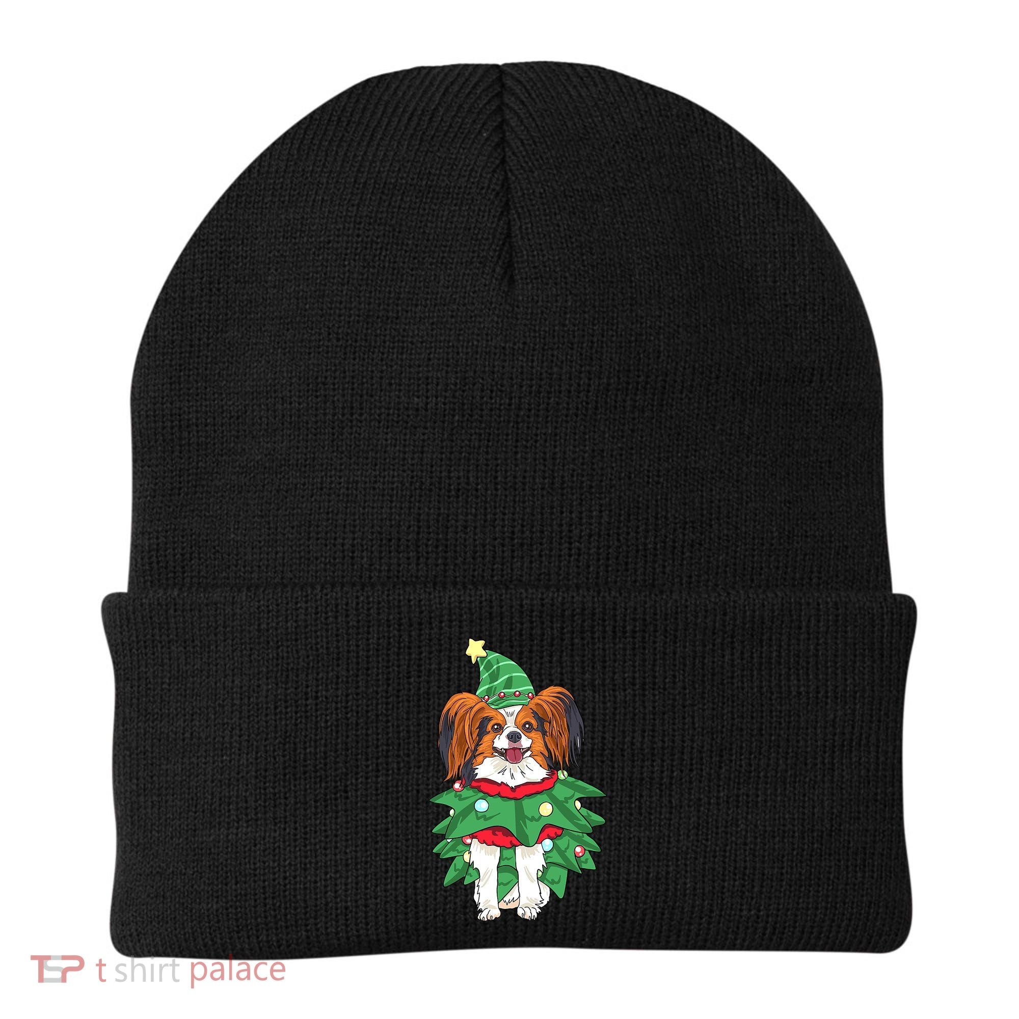 Papillon Christmas Lights Funny Xmas Dog Lover Pajama Beanie