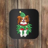 Papillon Christmas Lights Funny Xmas Dog Lover Pajama Coaster thumb 0