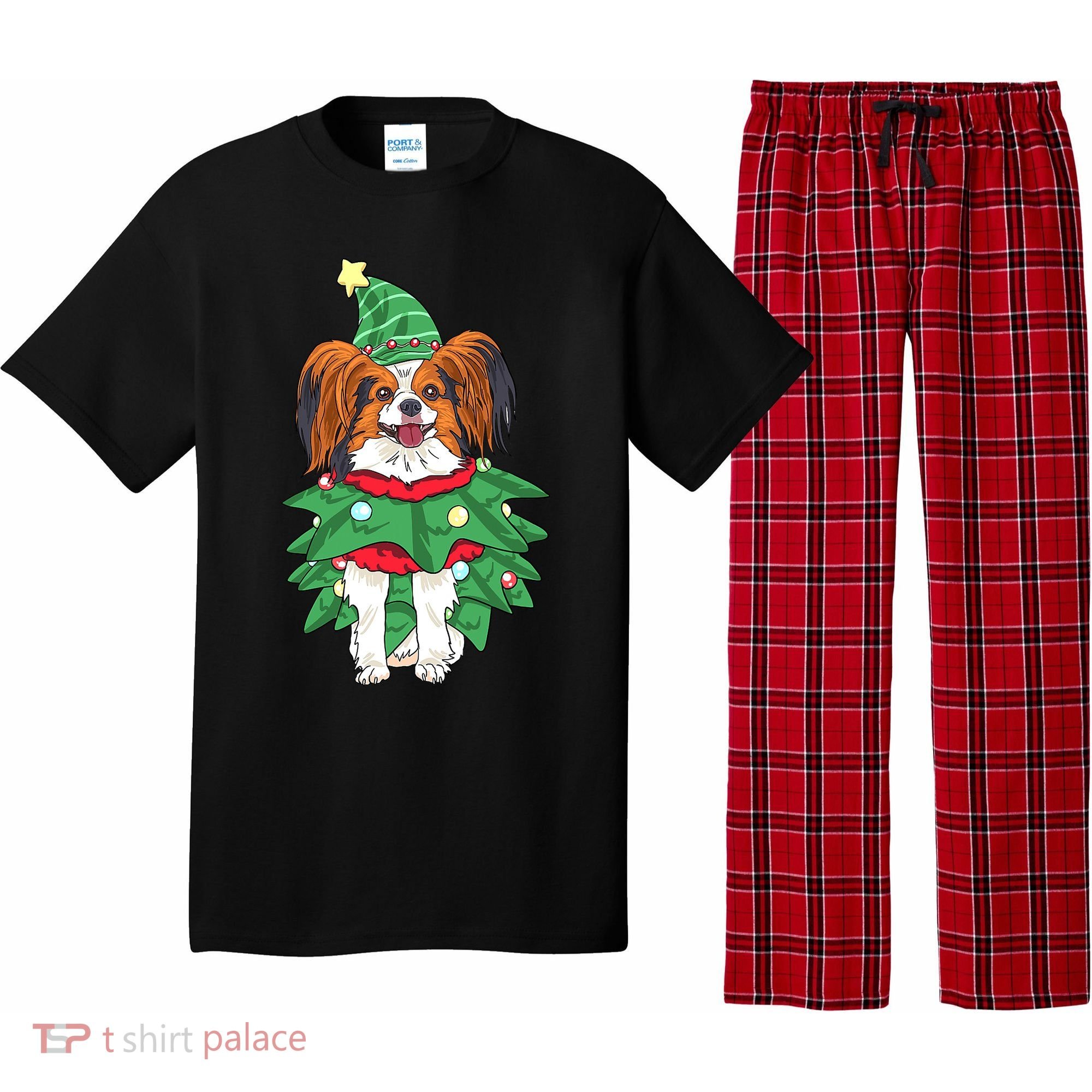 Papillon Christmas Lights Funny Xmas Dog Lover Pajama Pajama Set