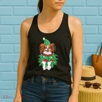 Papillon Christmas Lights Funny Xmas Dog Lover Pajama Women's Tank Top thumb 2