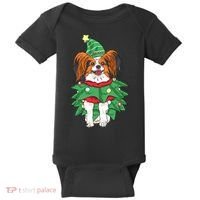 Papillon Christmas Lights Funny Xmas Dog Lover Pajama Baby Bodysuit thumb 0