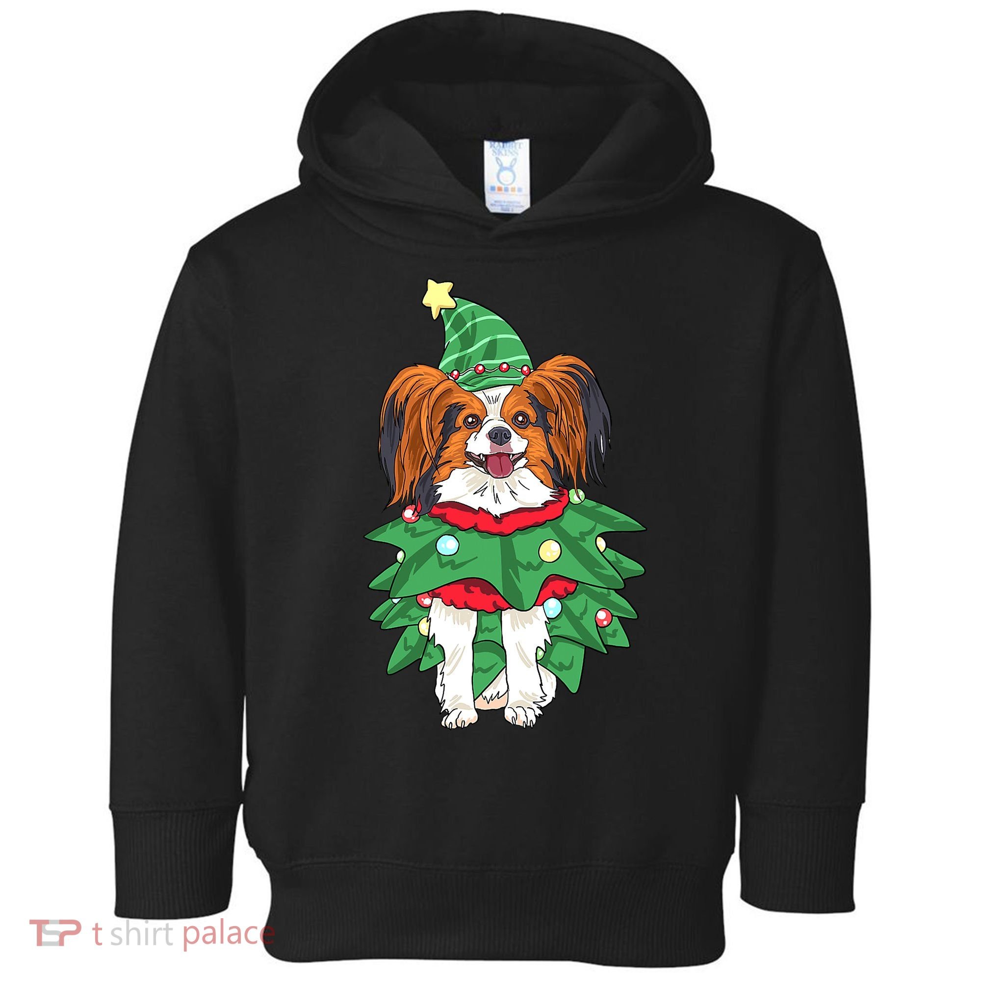 Papillon Christmas Lights Funny Xmas Dog Lover Pajama Toddler Hoodie