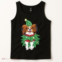 Papillon Christmas Lights Funny Xmas Dog Lover Pajama Tank Top thumb 2