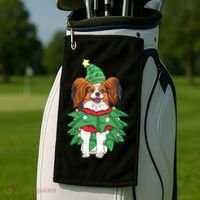 Papillon Christmas Lights Funny Xmas Dog Lover Pajama Golf Towel thumb 2
