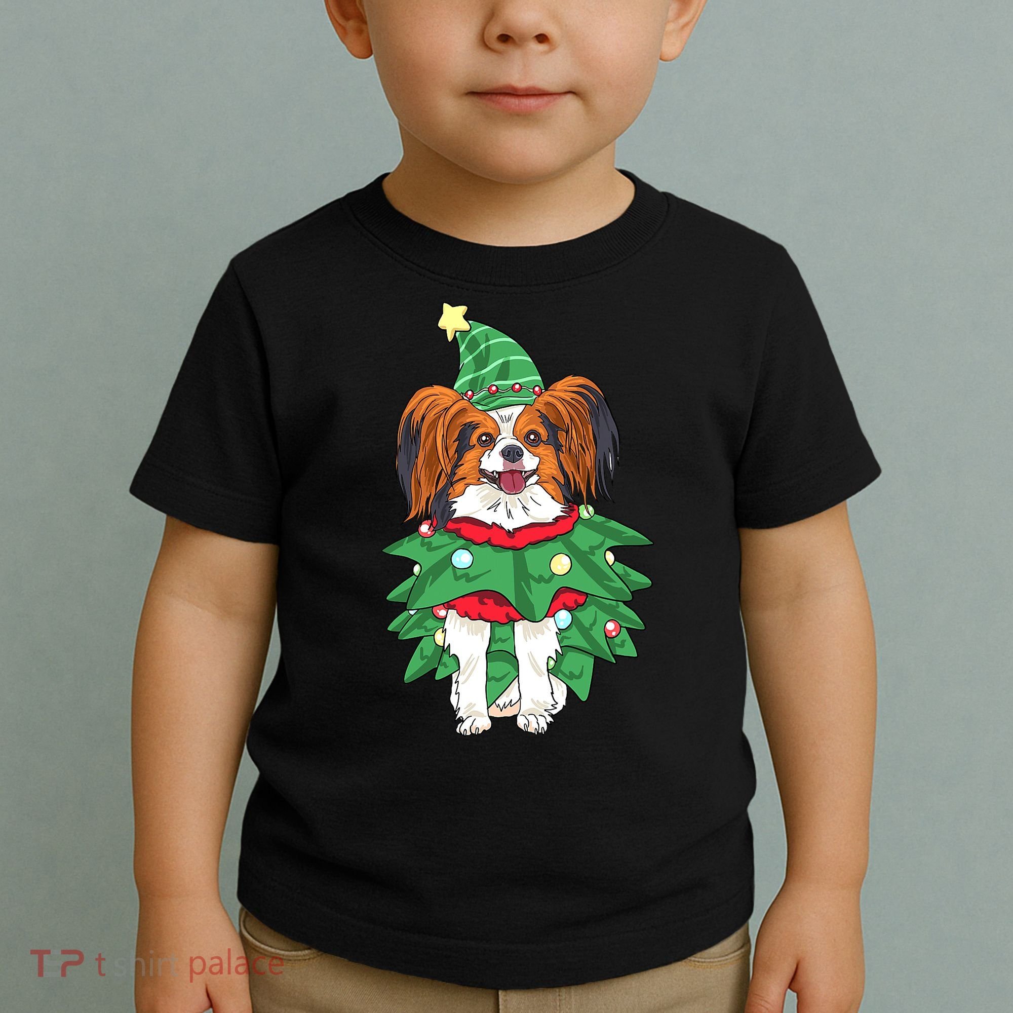 Papillon Christmas Lights Funny Xmas Dog Lover Pajama Toddler T-Shirt
