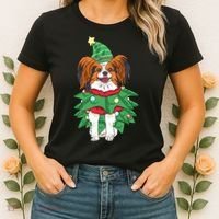 Papillon Christmas Lights Funny Xmas Dog Lover Pajama Women's T-Shirt thumb 2