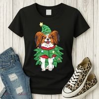 Papillon Christmas Lights Funny Xmas Dog Lover Pajama Women's T-Shirt thumb 3