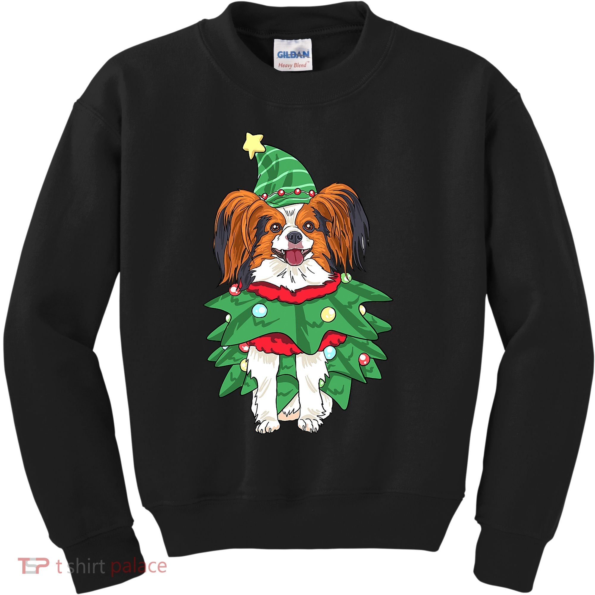 Papillon Christmas Lights Funny Xmas Dog Lover Pajama Kids Sweatshirt