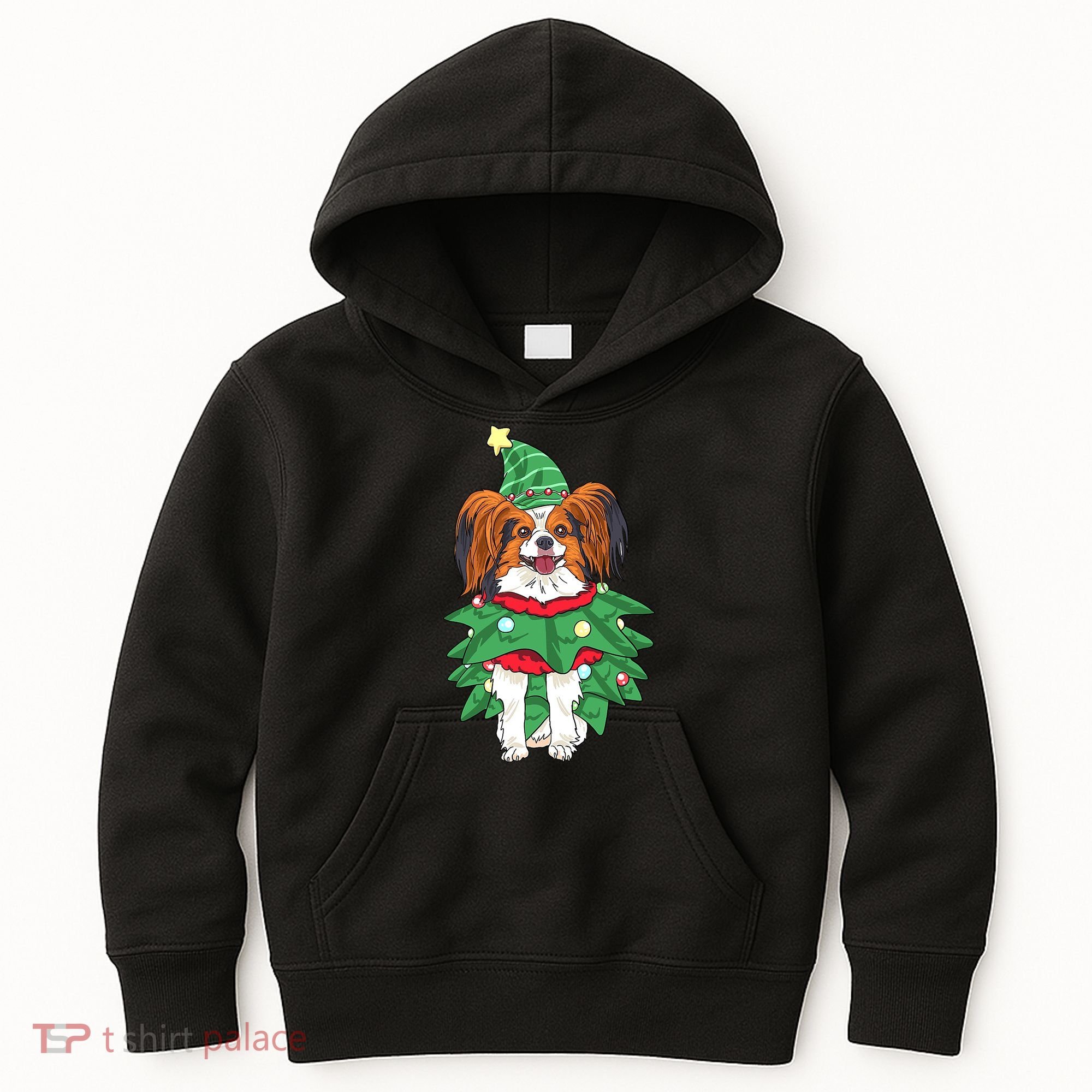 Papillon Christmas Lights Funny Xmas Dog Lover Pajama Kids Hoodie