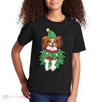 Papillon Christmas Lights Funny Xmas Dog Lover Pajama Kids T-Shirt thumb 2