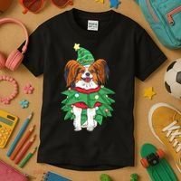 Papillon Christmas Lights Funny Xmas Dog Lover Pajama Kids T-Shirt thumb 3