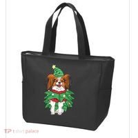 Papillon Christmas Lights Funny Xmas Dog Lover Pajama Tote Bag thumb 3