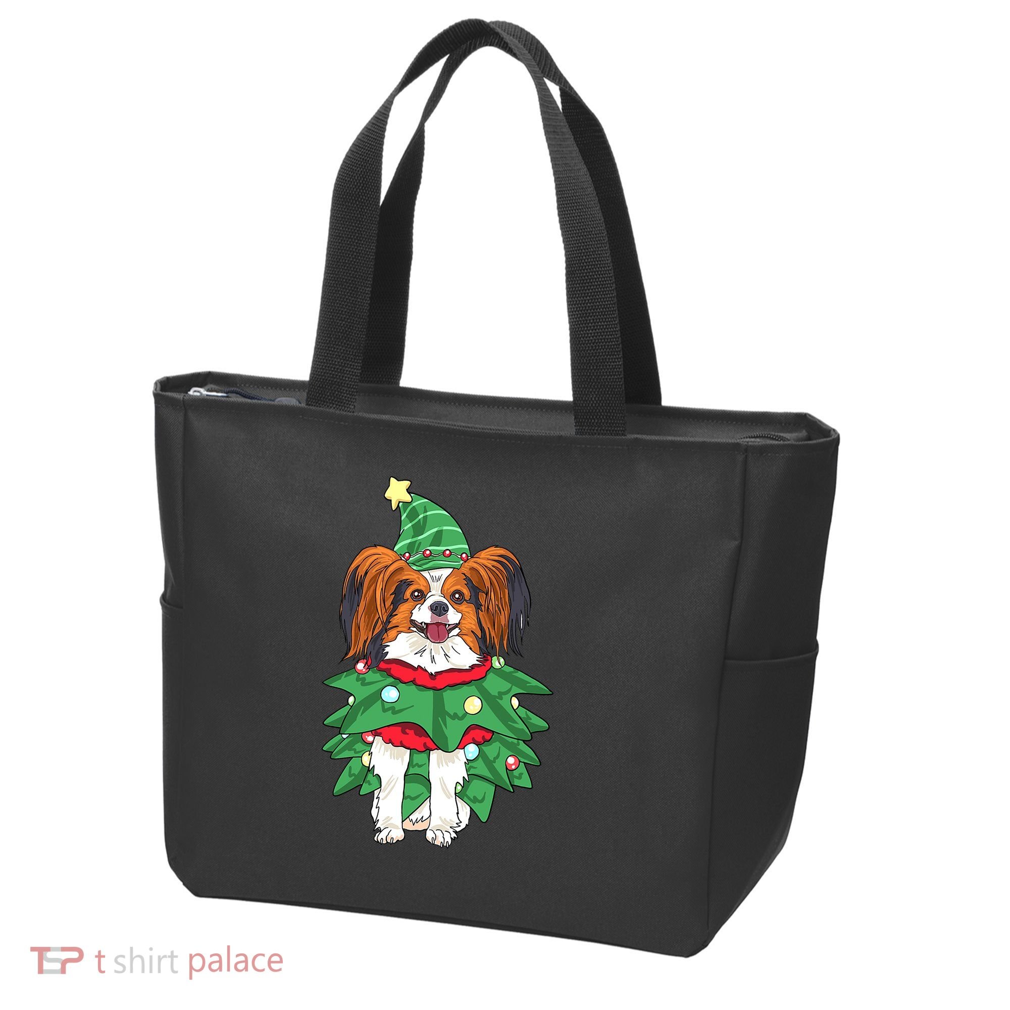 Papillon Christmas Lights Funny Xmas Dog Lover Pajama Tote Bag