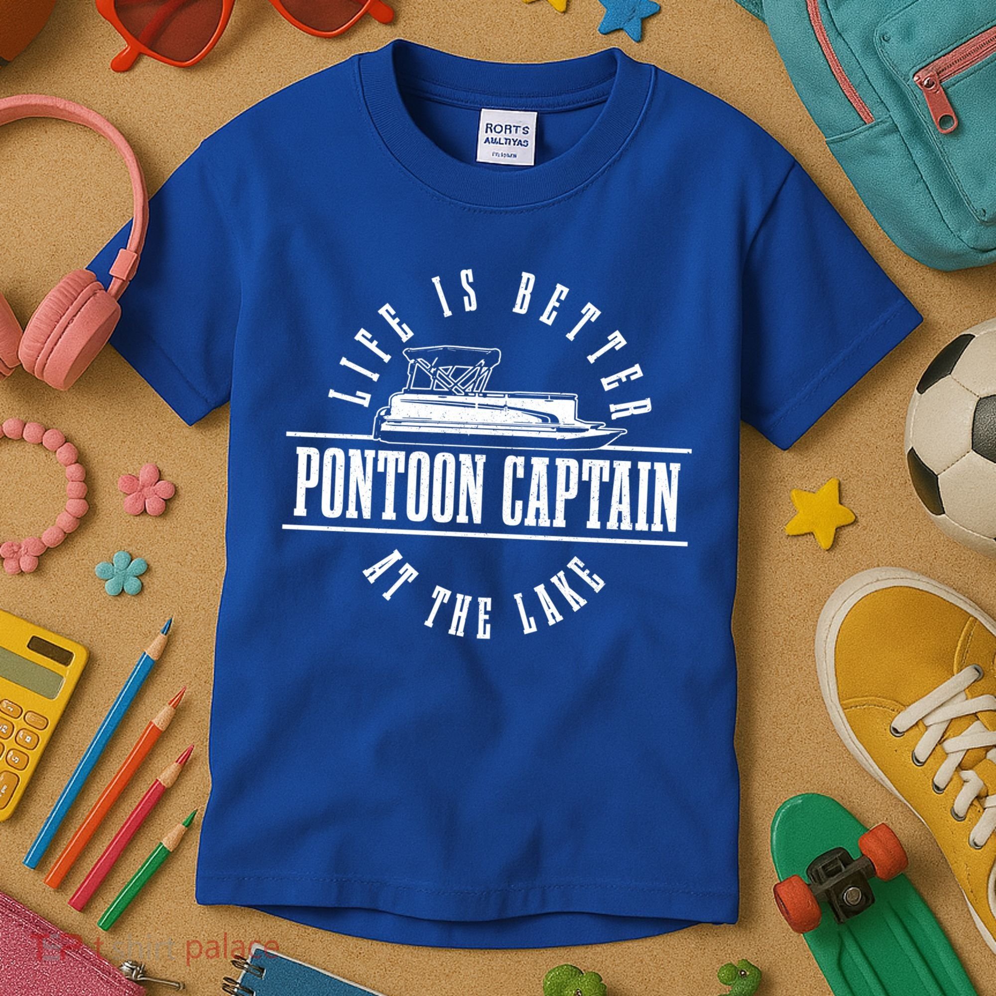 Pontoon Captain Life Is Better At The Lake Pontooning Boat Gift Kids T-Shirt
