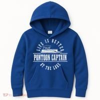 Pontoon Captain Life Is Better At The Lake Pontooning Boat Gift Kids Hoodie thumb 0