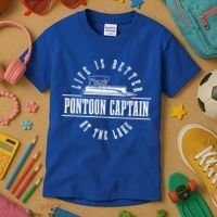 Pontoon Captain Life Is Better At The Lake Pontooning Boat Gift Kids T-Shirt thumb 3