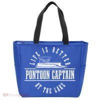 Pontoon Captain Life Is Better At The Lake Pontooning Boat Gift Tote Bag thumb 0