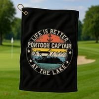 Pontoon Captain Life Is Better At The Lake Golf Towel thumb 1