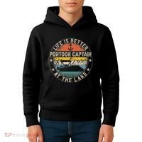 Pontoon Captain Life Is Better At The Lake Kids Hoodie thumb 4