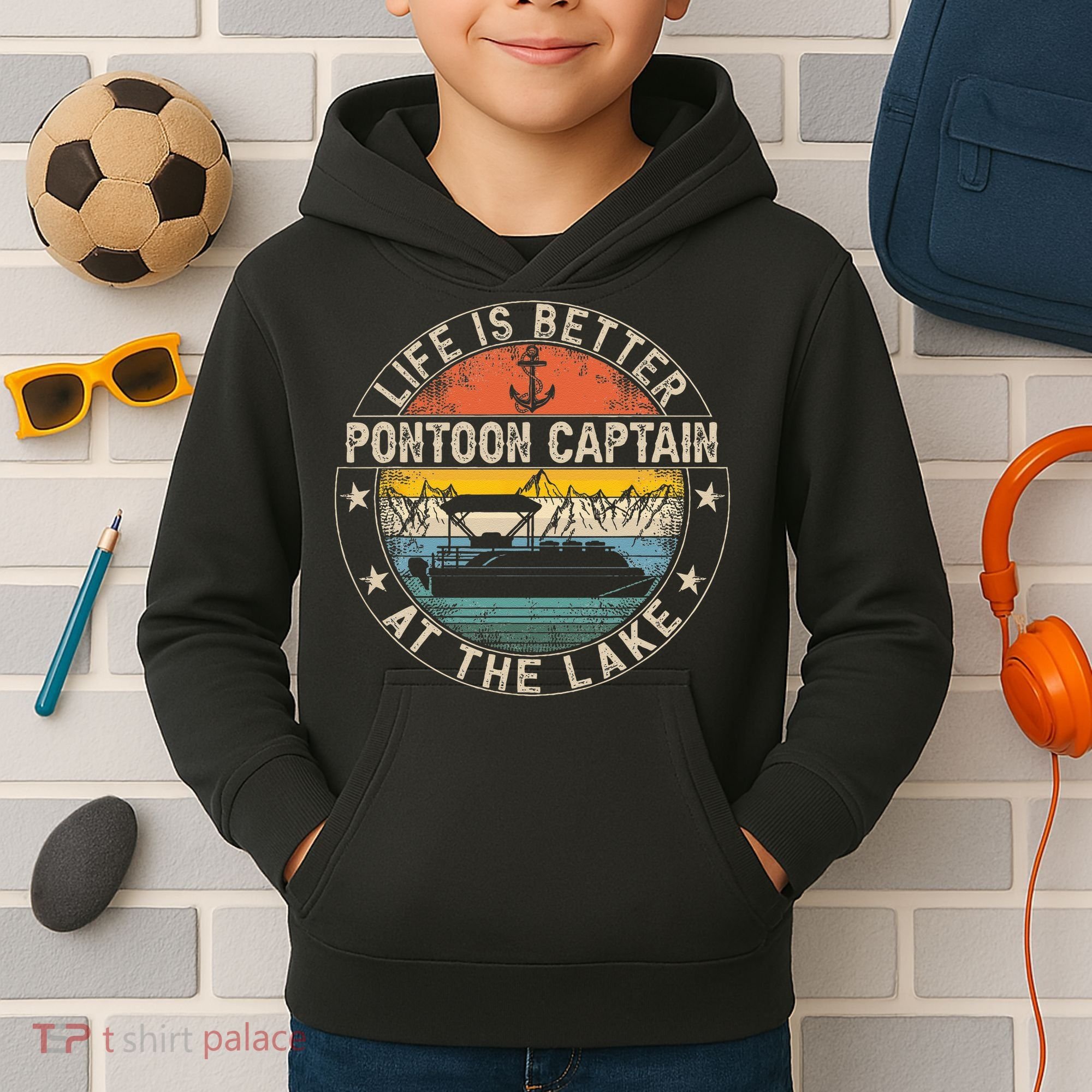 Pontoon Captain Life Is Better At The Lake Kids Hoodie