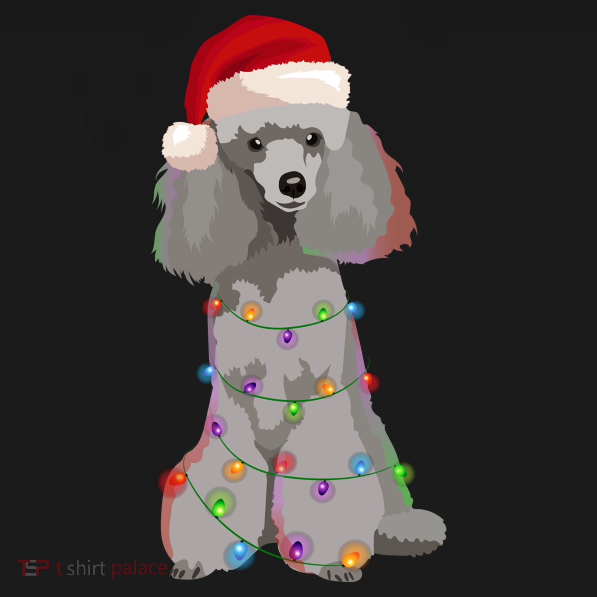 Poodle Christmas Lights Xmas Dog Lover Gift Doggie Tank