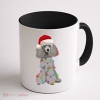 Poodle Christmas Lights Xmas Dog Lover Gift Coffee Mug thumb 1