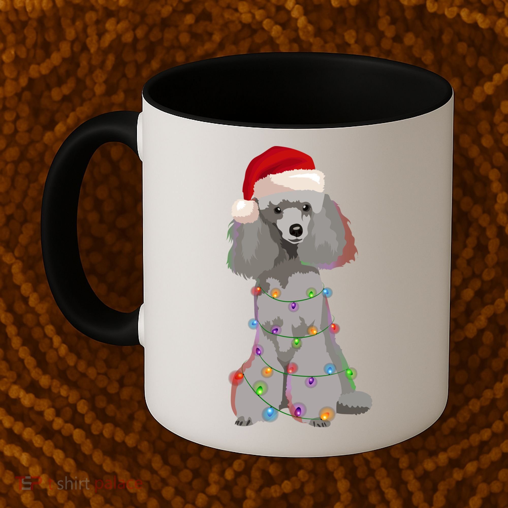 Poodle Christmas Lights Xmas Dog Lover Gift Coffee Mug