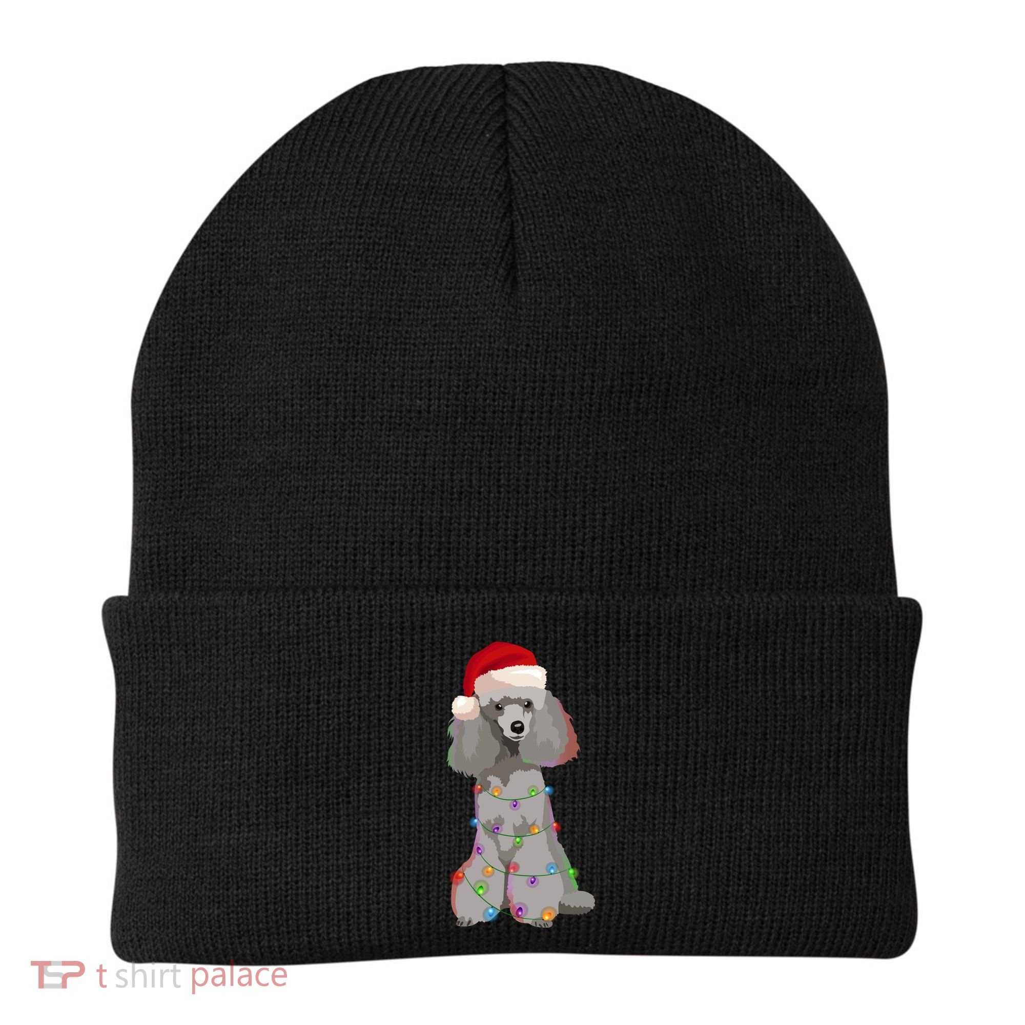 Poodle Christmas Lights Xmas Dog Lover Gift Beanie