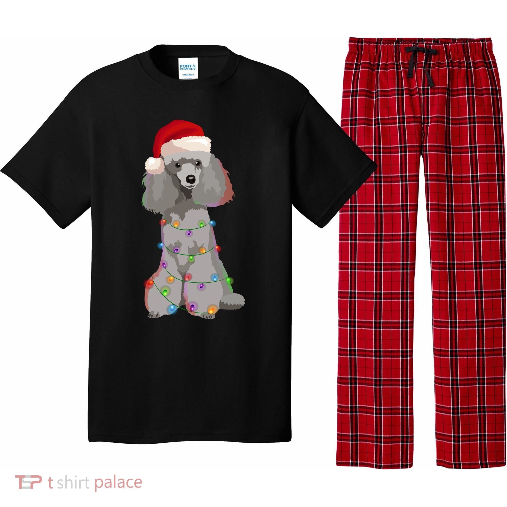 Poodle Christmas Lights Xmas Dog Lover Gift Pajama Set