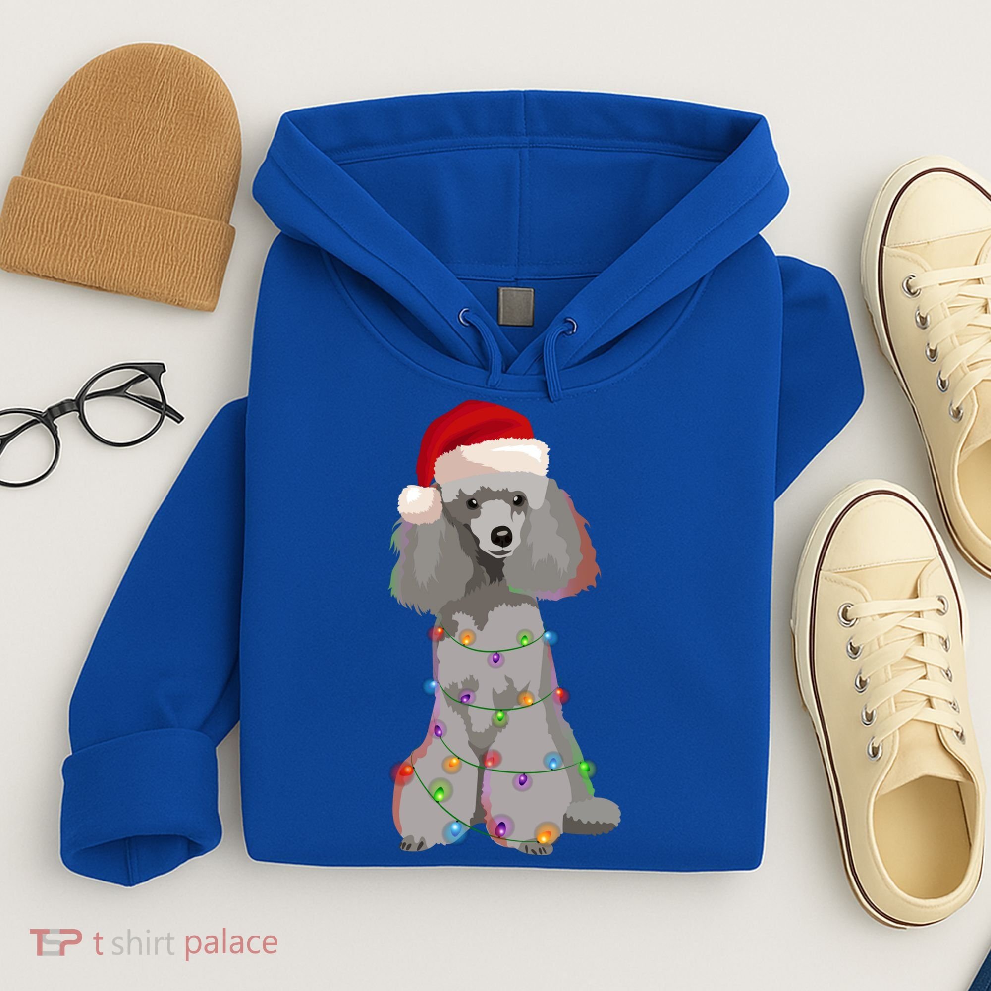 Poodle Christmas Lights Xmas Dog Lover Gift Hoodie