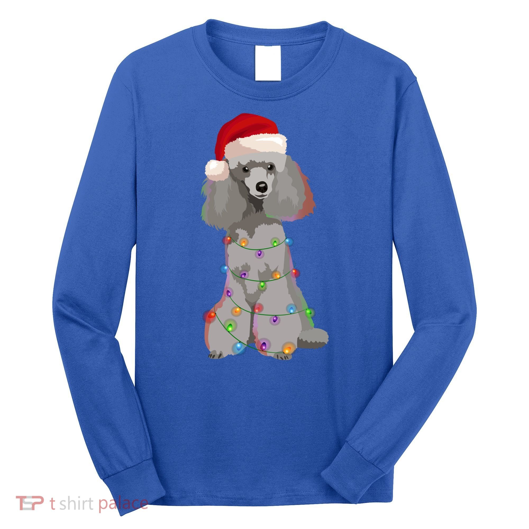 Poodle Christmas Lights Xmas Dog Lover Gift Long Sleeve Shirt