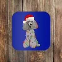 Poodle Christmas Lights Xmas Dog Lover Gift Coaster thumb 0