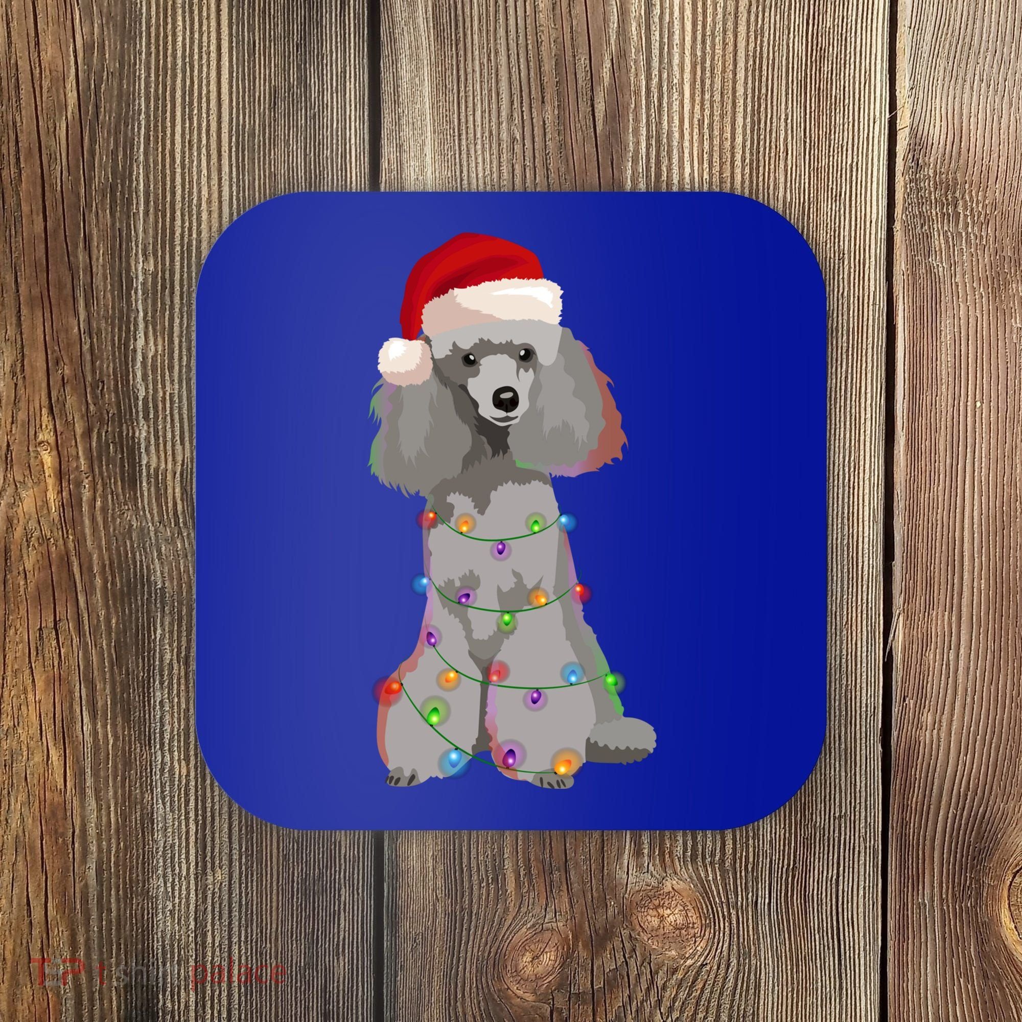 Poodle Christmas Lights Xmas Dog Lover Gift Coaster