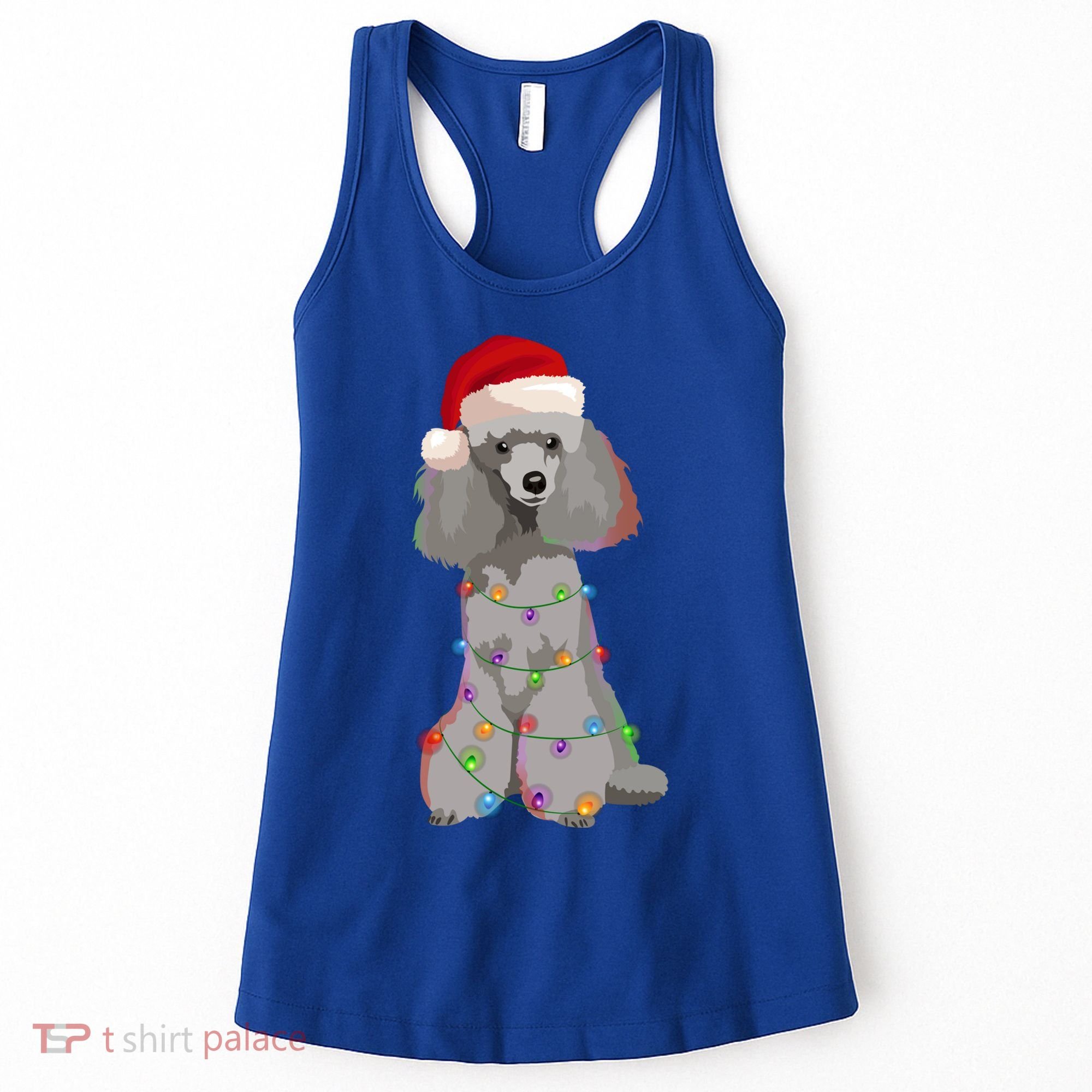 Poodle Christmas Lights Xmas Dog Lover Gift Women's Tank Top