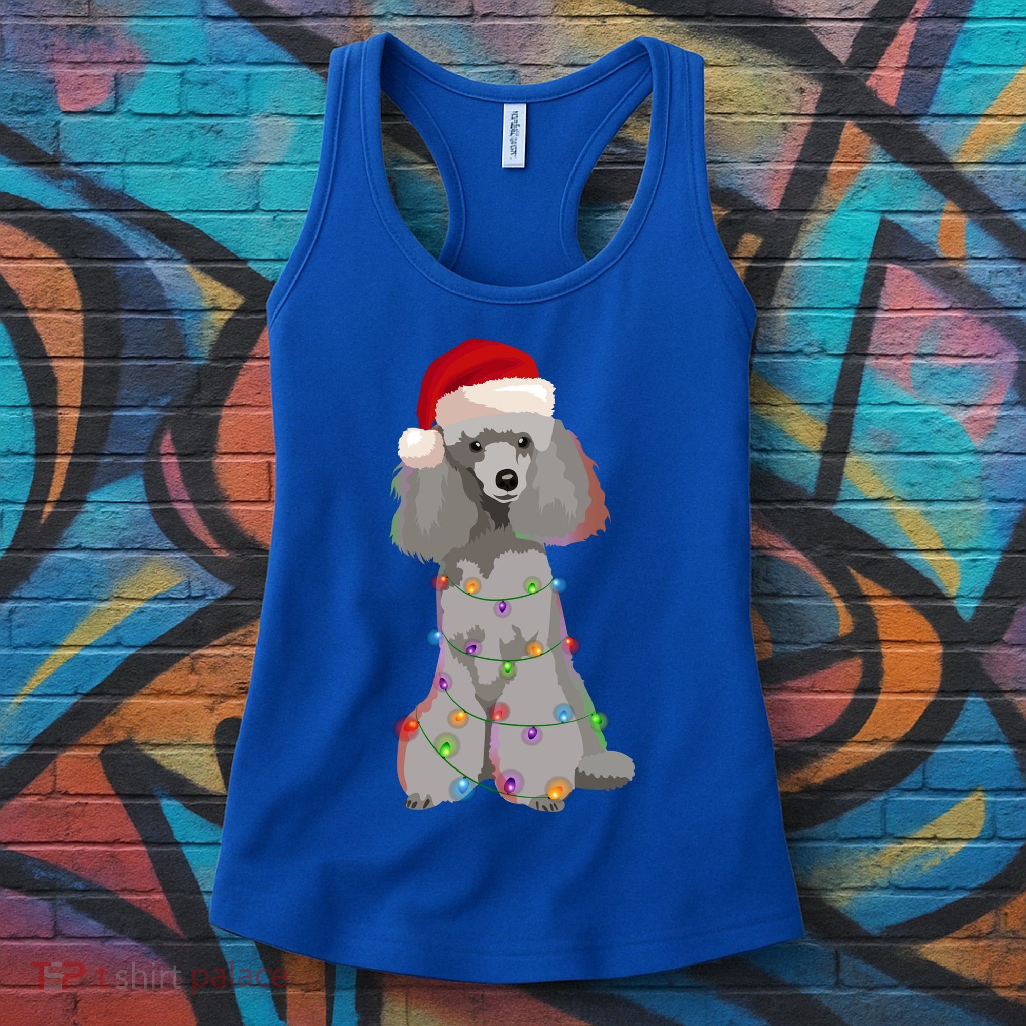 Poodle Christmas Lights Xmas Dog Lover Gift Women's Tank Top