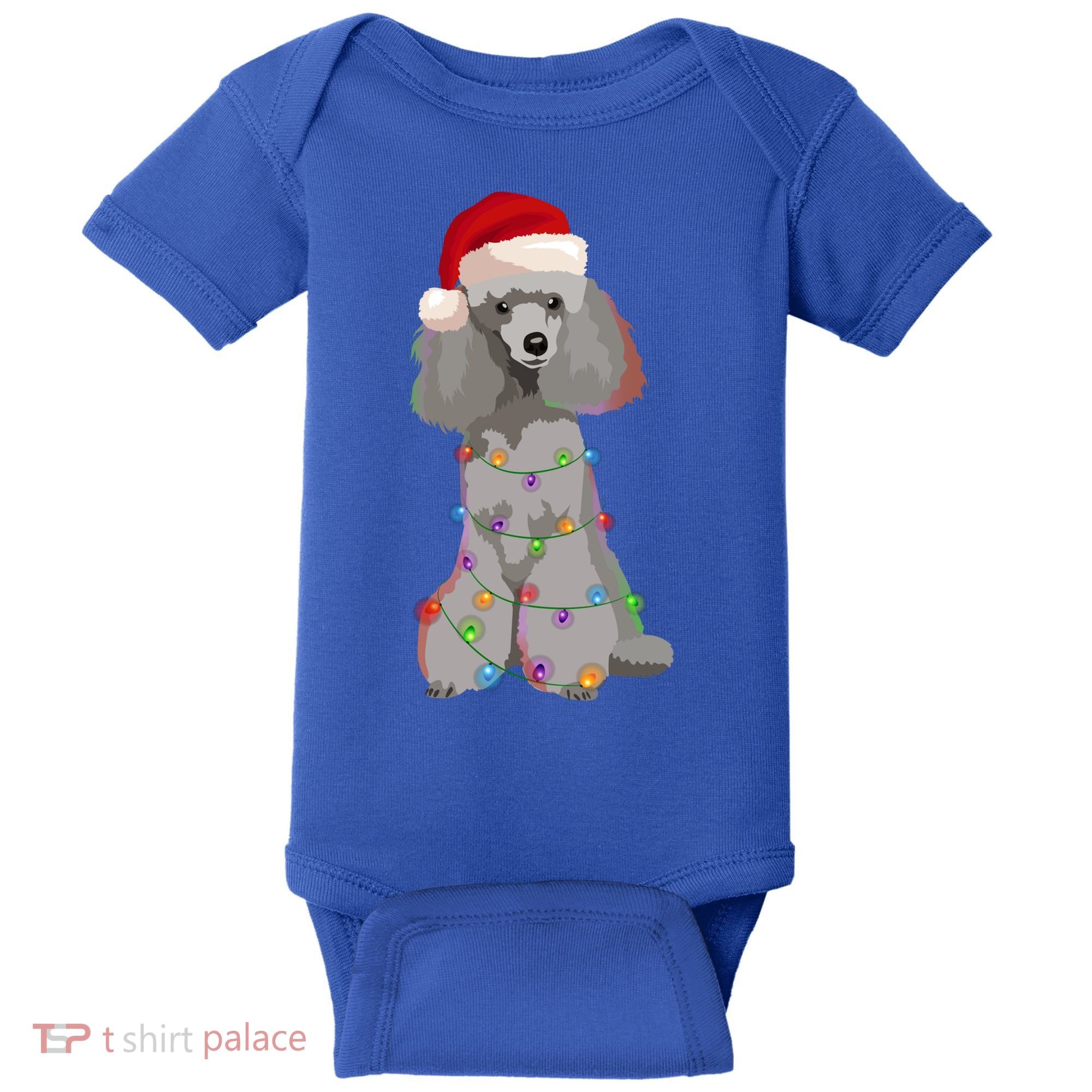 Poodle Christmas Lights Xmas Dog Lover Gift Baby Bodysuit