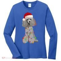Poodle Christmas Lights Xmas Dog Lover Gift Women's Long Sleeve Shirt thumb 0