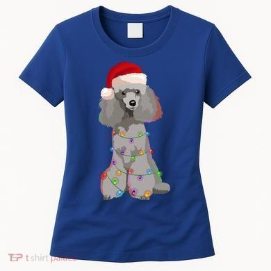 Poodle Christmas Lights Xmas Dog Lover Gift Women's T-Shirt
