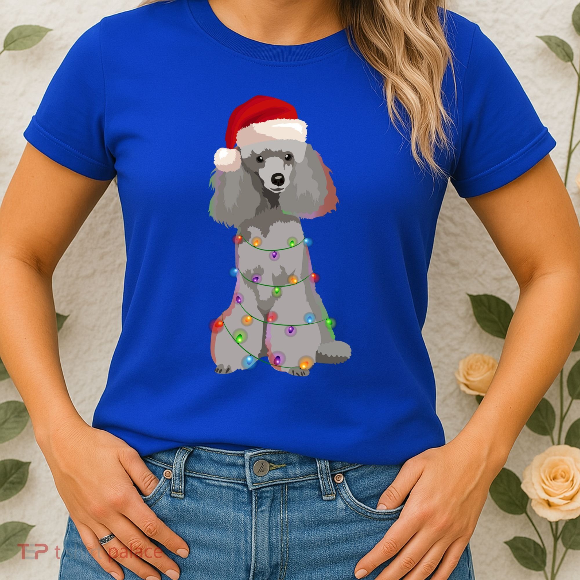 Poodle Christmas Lights Xmas Dog Lover Gift Women's T-Shirt