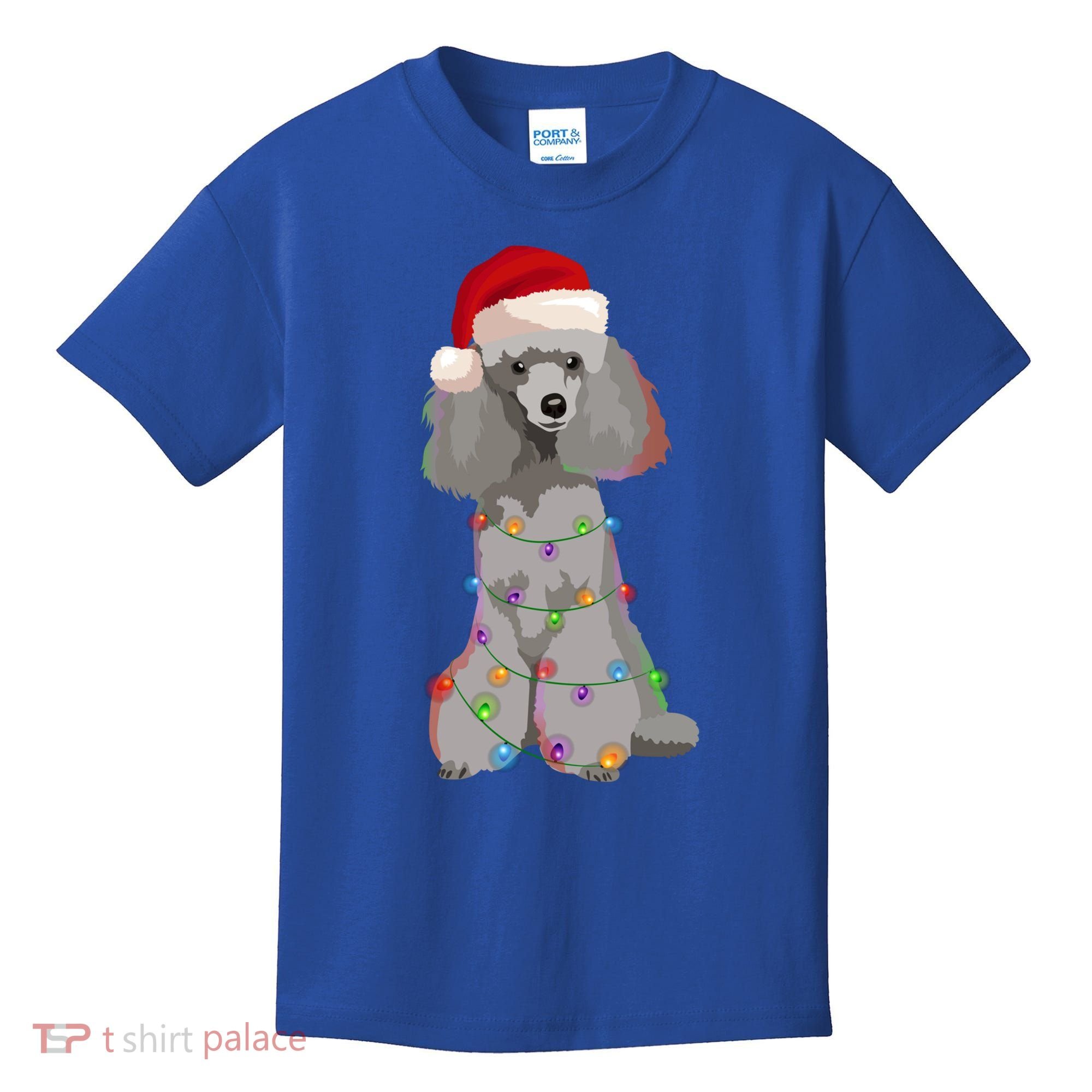 Poodle Christmas Lights Xmas Dog Lover Gift Kids T-Shirt