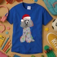 Poodle Christmas Lights Xmas Dog Lover Gift Kids T-Shirt thumb 3