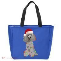 Poodle Christmas Lights Xmas Dog Lover Gift Tote Bag thumb 0