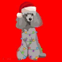 Poodle Christmas Lights Xmas Dog Lover Gift Santa Hat thumb 1