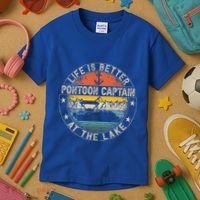 Pontoon Captain Life Is Better At The Lake Kids T-Shirt thumb 3